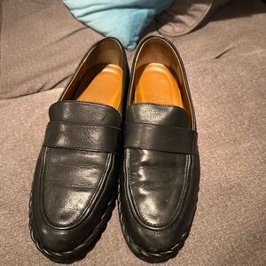Franco Sarto Black Leather Slip-On Penny Loafers